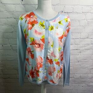 SILK CLUB Collection Silk Blend Floral Cardigan Medium